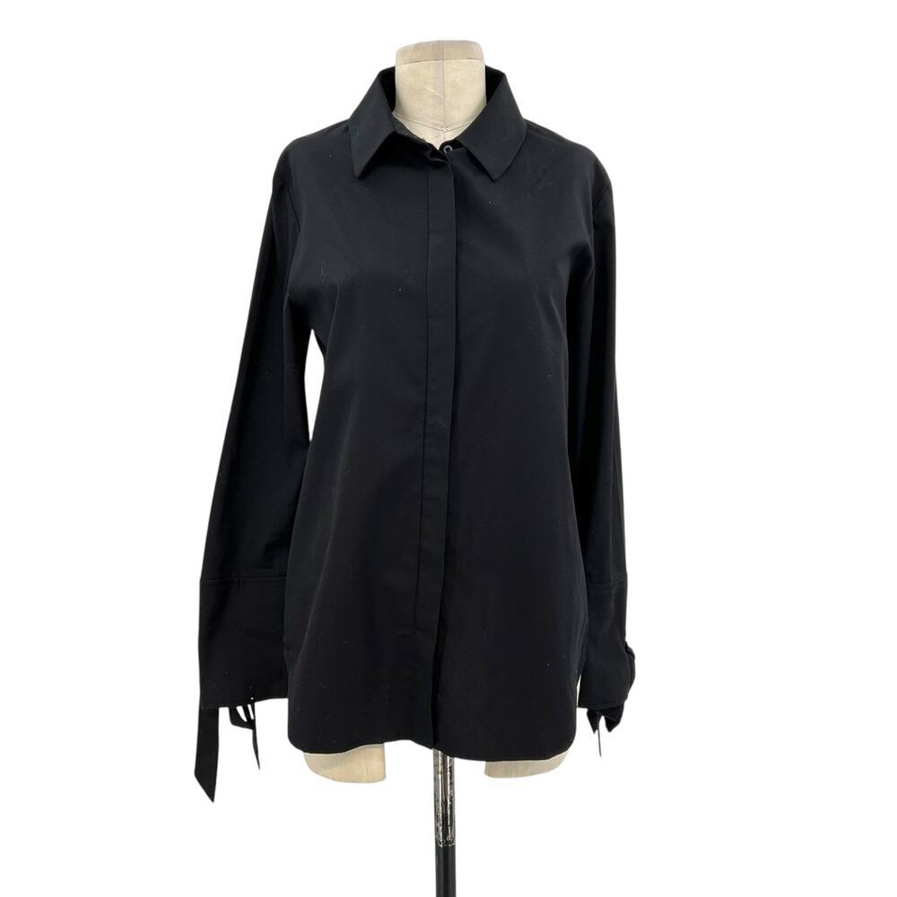 C/MEO Collective Black Long Sleeve Button Down Grommet Tie Sleeve Size Small